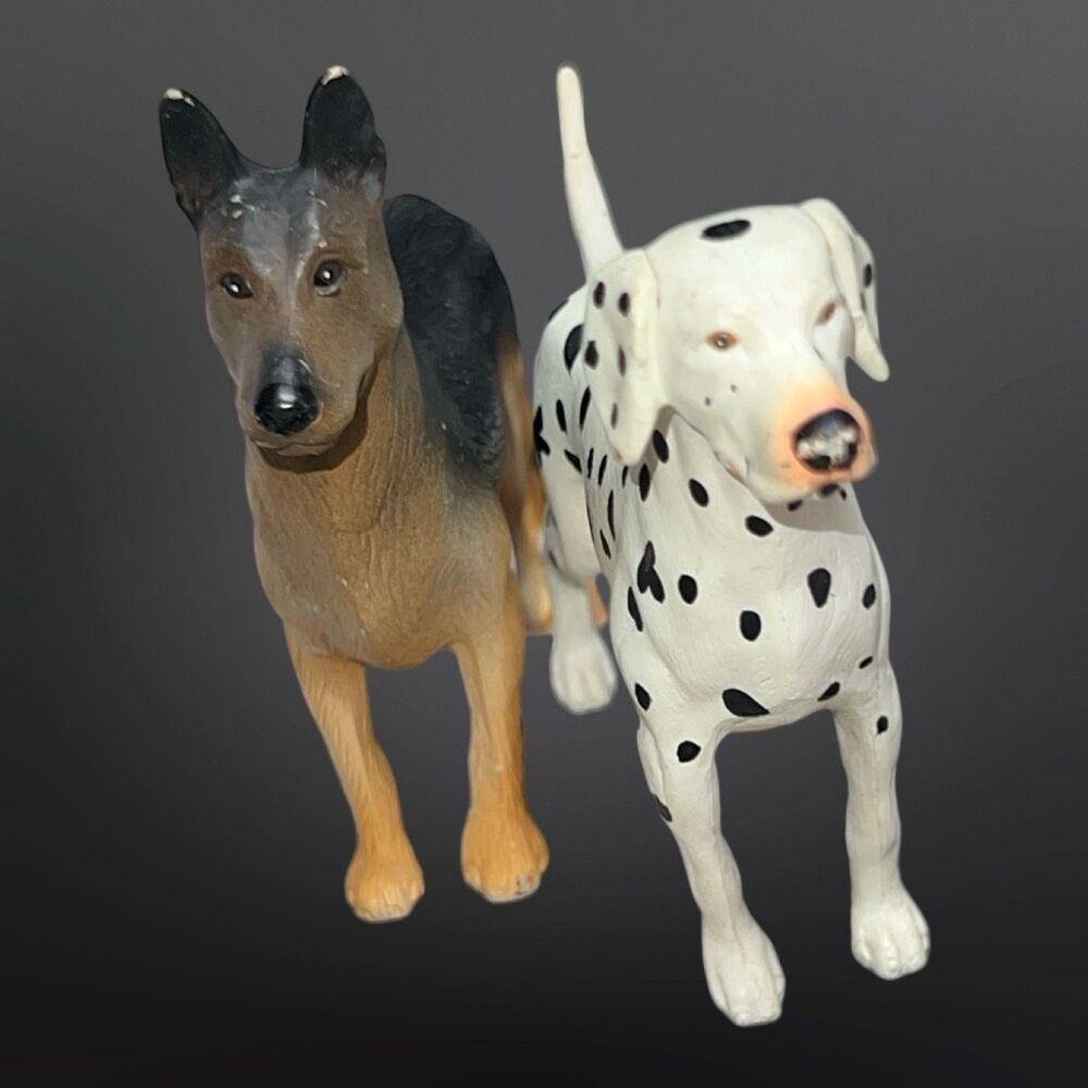 2 Y2K Kid Core Dog Figures Dalmation & German Shepard B1